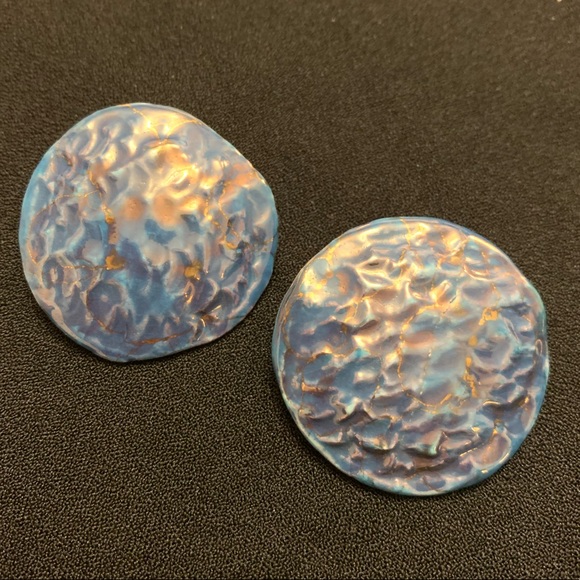 1990’s Vintage Blue gold earrings - Picture 3 of 5